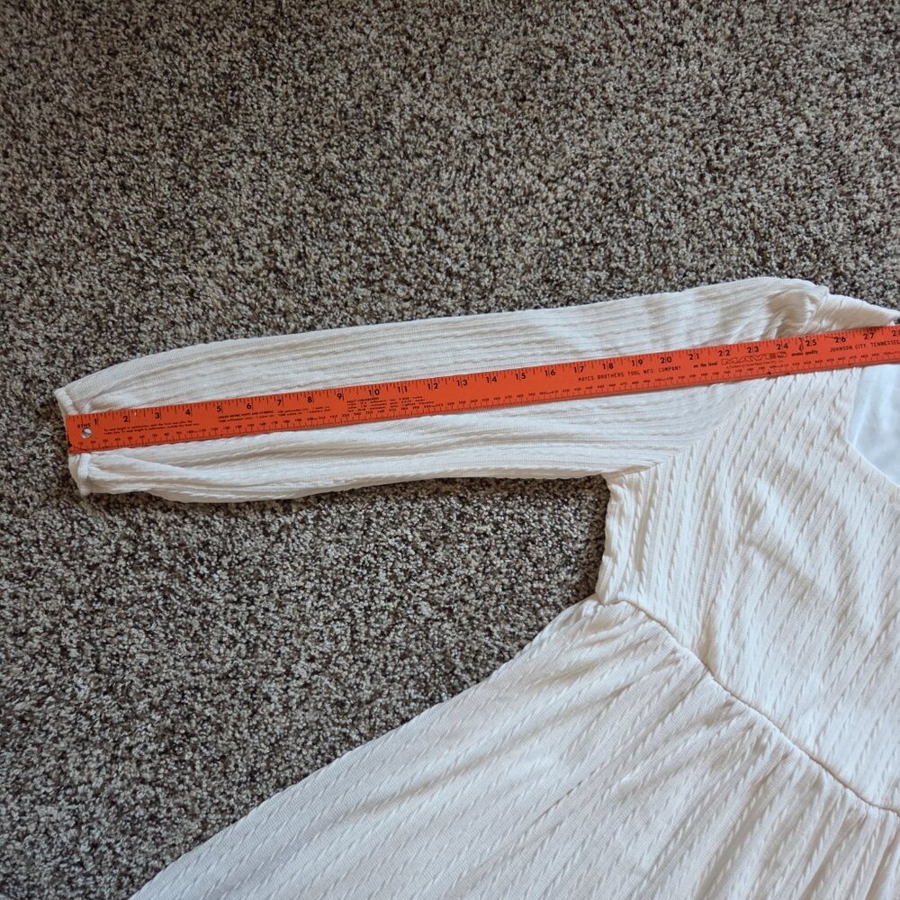 Cottagecore Dress Lg Cream Romantic Empire Waist Puff Sleeves Lined Square Neck - Picture 5 of 9